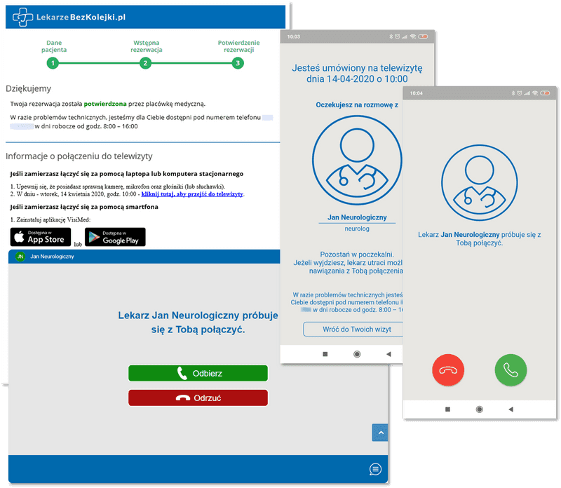 Telewizyta w aplikacji mobilnej VisiMed i serwisie LekarzeBezKolejki.pl