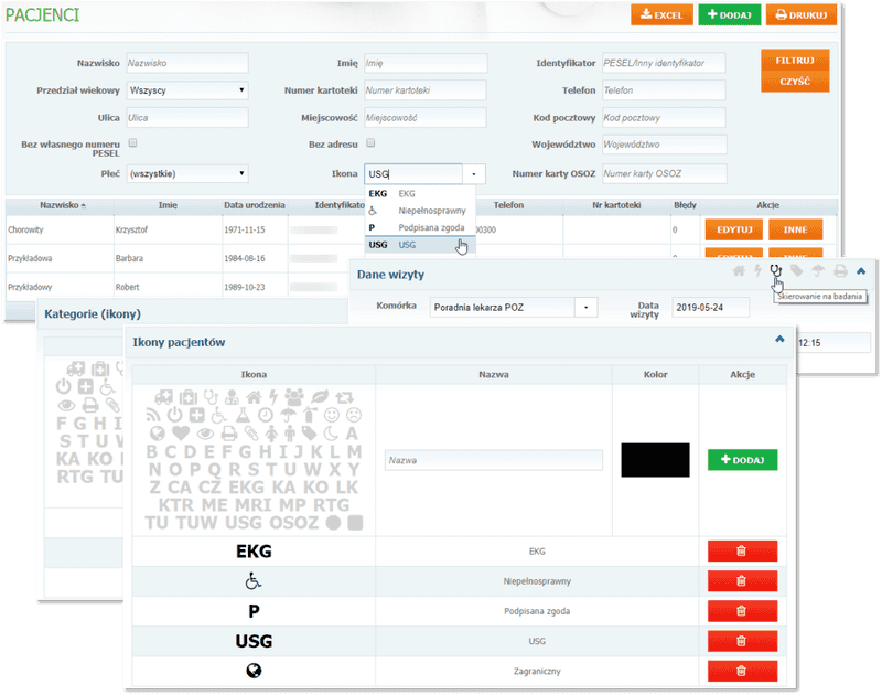 Mediporta - oznaczanie wizyt i pacjentów ikonami