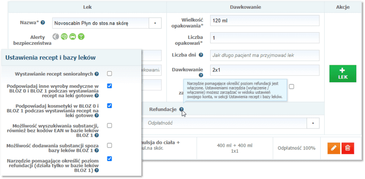 Moduł e-Recepty i ustawienia bazy leków