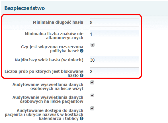 Ustawienia bezpieczeństwa w systemie Mediporta