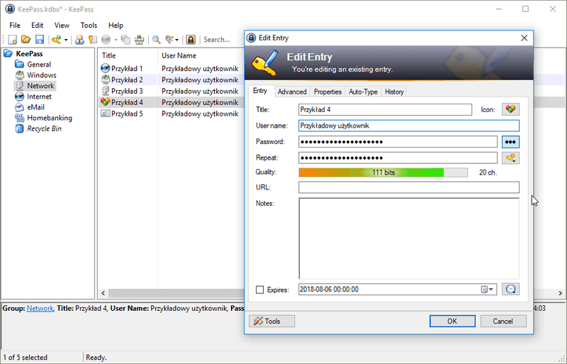 Przykładowy menedżer haseł (KeePass)