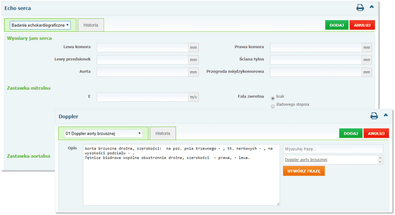 Sekcje: Echo serca oraz Doppler