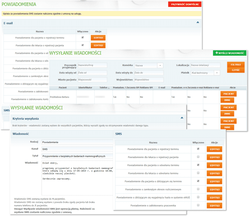 Mediporta - moduł powiadomień SMS i e-mail